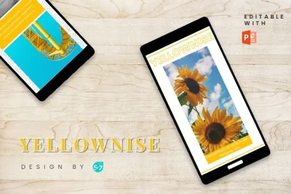 Yellownise Instagram Story & Post PowerPoint Templates – 5 Editable Yellow Aesthetic Social Media Slides, Fashion Makeup Travel Food & Business Instagram Square Templates, Modern PPTX Branding Kit
