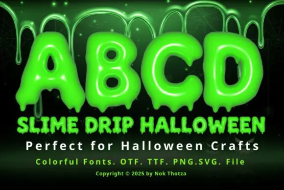 Slime Drip Halloween Font | Spooky Playful 3D Gooey Slime Font for Halloween Invitations, Posters, Packaging, Social Media & DIY Crafts