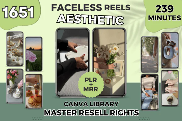 1651+ Aesthetic Instagram Reels Bundle | Faceless Canva Video Templates | PLR & MRR Social Media Content Pack | Instagram, TikTok & YouTube Shorts Marketing Videos