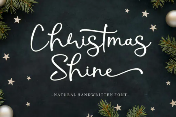 Christmas Shine Script Font | Elegant Modern Calligraphy Typeface with Glyphs & Swashes for Logos, Branding, Invitations, Stationery, Wedding Designs & Social Media