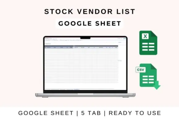 Stock Vendor List Template – Supplier Contact Spreadsheet for Google Sheets, Excel & Apple Numbers, Inventory Vendor Tracker, Procurement List, Product Pricing Organizer, Payment Terms Tracker & Stock