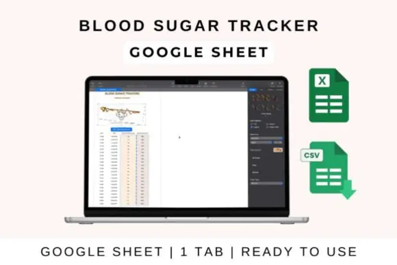 Blood Sugar Tracker Spreadsheet Template – Google Sheets Excel & Apple Numbers Glucose Log, Fasting Pre-Meal Post-Meal Bedtime Reading Tracker, Weekly Monthly Trend Charts, Medication Notes & Diabetes