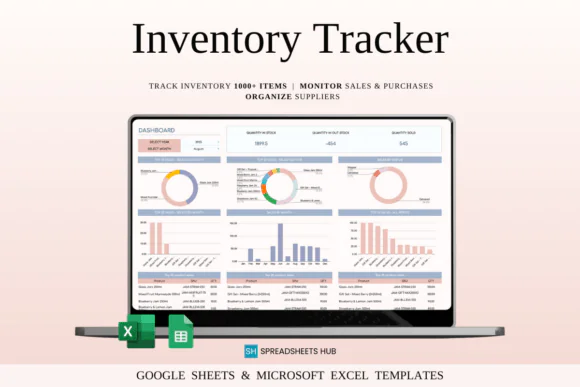 Inventory Tracker Spreadsheet Template for Google Sheets & Excel, Stock Management Planner, Product Inventory Log, Sales and Purchase Tracker, Reorder Alert Spreadsheet, Profit Margin Calculator, Smal