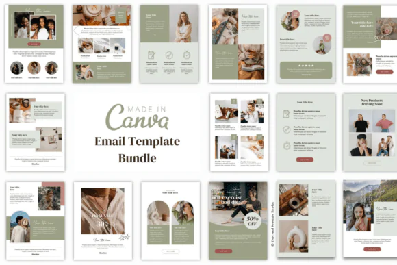 Editable Email Marketing Canva Templates Bundle | 30 Customizable Email Newsletter Designs for Product Launches, Welcome Emails, Weekly Newsletters, Promotional Campaigns & Online Business Marketing