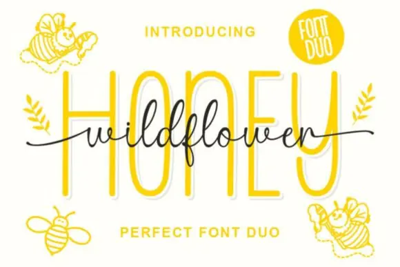 Wild Flower Honey Duo Font – Charming Sans Serif & Handwritten Script Font Pair for Logos, Invitations, Branding, Packaging, Social Media, Quotes, DIY Crafts & Modern Creative Designs