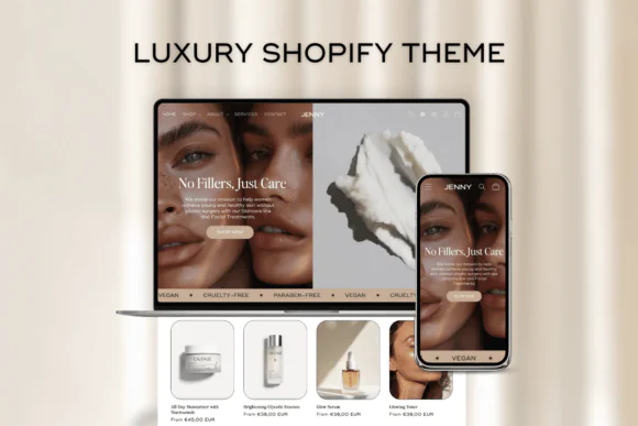 Jenny Luxury Shopify Theme – Premium Shopify 2.0 Website Template with Mobile Responsive Design, Canva Editable Banners, Video Sections, Transparent Header & Modern eCommerce Layout for Fashion, Beaut