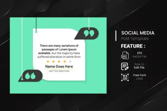 Testimonial Quote Banner Vector Template – Editable Client Review, Customer Feedback, Social Media Post & Business Testimonial Design for Digital and Print Use