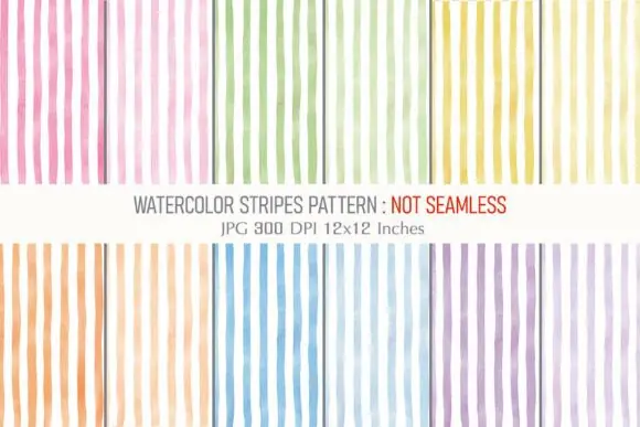 Watercolor Stripes Pattern Digital Paper Bundle – Hand Painted Stripe Backgrounds, Seamless Pastel Scrapbook Paper Pack, Printable Craft Textures for Sublimation, Invitations, Wrapping Paper & DIY Pro