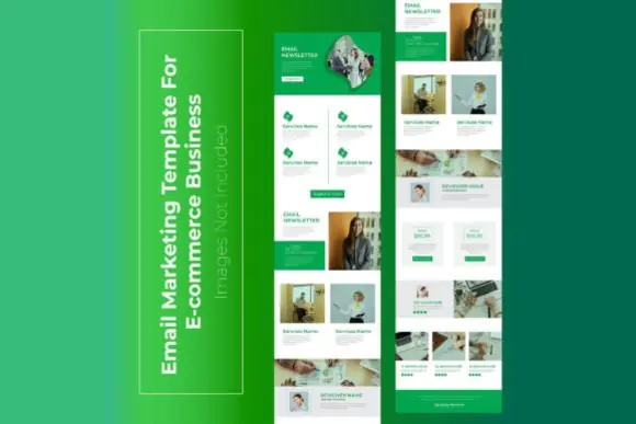 Email Marketing Concept Page Layout Template | Colorful Editable Newsletter Design in Adobe Illustrator & EPS | 600×1998 Business Email Template for E-commerce, Agencies, Blogs, Retail, Corporate Bran