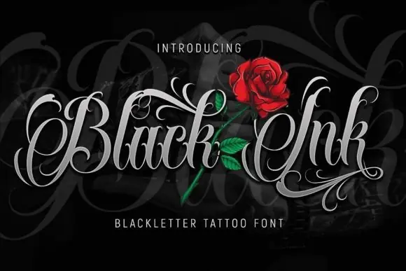 Black Ink Blackletter Tattoo Font | Contemporary Gothic Typeface for Logos, T-Shirt Designs, Posters, Flyers, Streetwear Branding & Bold Typography