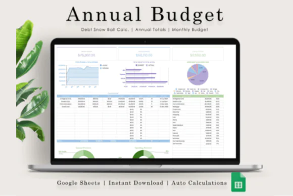 Google Sheets Budget Template – Annual & Monthly Budget Spreadsheet, Personal Finance Tracker, Income and Expense Planner, Transaction Log, Budget Dashboard, Charts & Graphs