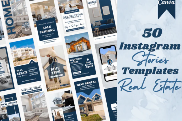 50 Real Estate Instagram Story Templates for Canva – Editable Realtor Social Media Marketing Kit, Property Listing Instagram Stories, Real Estate Agent Branding Templates, Open House Promo Designs, Mo