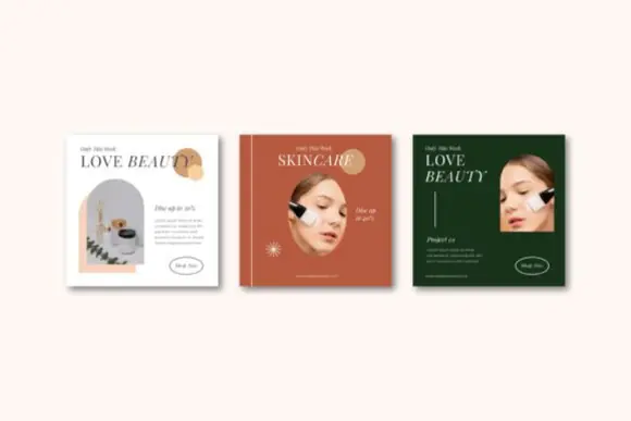 Flat Beauty Instagram Post Collection | Editable AI & EPS Social Media Templates for Beauty Brands, Salons, Makeup Artists, Skincare Businesses & Cosmetic Promotions
