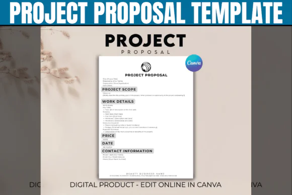 Editable Project Proposal Canva Template for Freelancers, Business Owners & Project Managers | Minimal Business Proposal Form, Project Invoice, Receipt Template, Client Offer & Budget Planning Templat