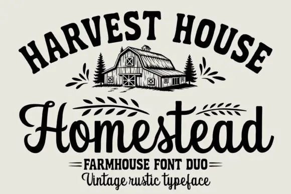 Homestead Font | Farmhouse Font Bundle with Rustic Serif & Script Fonts for Signs, Labels, T-Shirts, Logos, Cricut Crafts & Country Designs