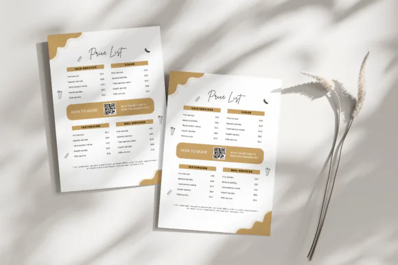 Editable Price List Template and Scan-to-Pay Sign for Canva, Printable Business Service Menu, QR Payment Price Sheet, A4 & US Letter Pricing Template