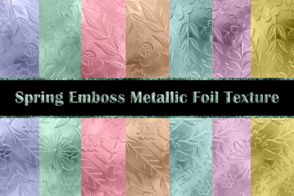 Spring Embossed Metallic Foil Textures Bundle | Luxury Gold, Rose Gold & Colorful Foil Digital Papers | High-Resolution 300 DPI Backgrounds for Crafts, Invitations, Scrapbooking & Design Projects