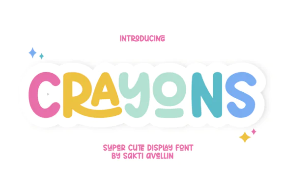 Crayons Handwritten Display Font – Whimsical Crayon-Style Typeface for Quotes, Posters, Greeting Cards, Birthday Cards, Baby Showers, T-Shirts, Tote Bags, Mugs & Cute Creative Designs