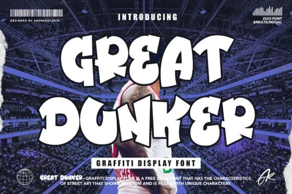 Great Dunker Graffiti Font | Freestyle Urban Street Art Display Typeface for Logos, Posters, Apparel, Stickers, Branding & Creative Streetwear Designs