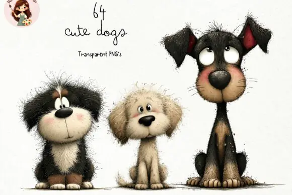 Cute Watercolor Dogs PNG Clipart Bundle, Adorable Puppy Watercolor Illustrations, Pastel Hand Drawn Dog Sublimation Designs, Cozy Storybook Pet Graphics Set