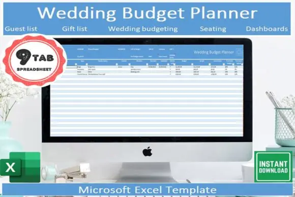 All-in-One Wedding Planner Excel Template – Wedding Budget Planner, Checklist, To-Do List, Guest List Tracker, RSVP Manager, Seating Plan, Gift List, Venue Comparator, Wedding Day Schedule & Spending