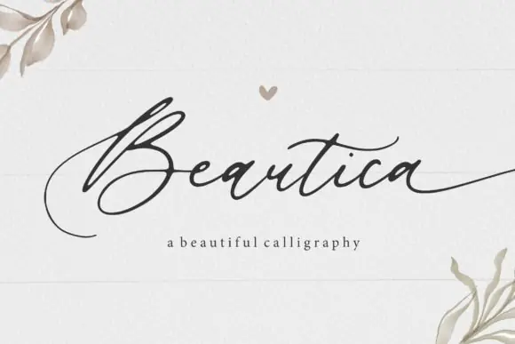 Beautica Beautiful Calligraphy Font | Elegant Flowing Handwritten Script Typeface for Wedding Invitations, Logos, Branding, Stationery & Romantic Designs