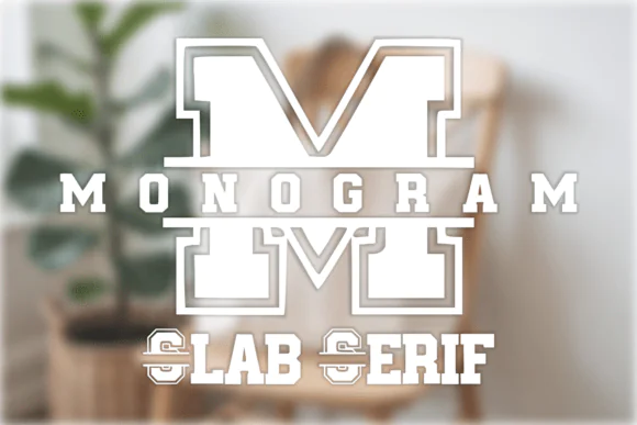 Monogram Slab Serif Font | Split Monogram Collegiate Typeface for Cricut, Silhouette, Family Signs, Logos, Apparel, Mugs, Tumblers & Personalized Gifts