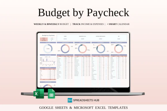 Budget by Paycheck Spreadsheet Excel & Google Sheets Template, Paycheck Budget Planner, Weekly Biweekly Monthly Budget Tracker, Bill Payment Calendar, Expense Tracker, Savings Planner, Debt Tracker, P