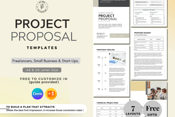 Editable Project Proposal Template & Business Plan Proposal for Canva and PowerPoint | Client Pitch Deck, Business Proposal Presentation, New Client Onboarding Kit, Branding & Marketing Proposal Templ