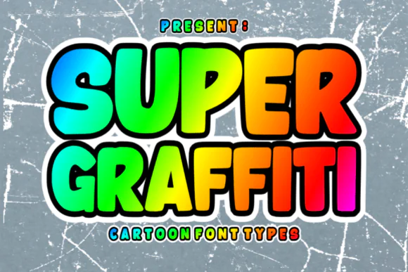 Super Graffiti Font | Playful Bubble Graffiti Typeface for Kids Designs, Party Banners, Toy Logos, Candy Packaging, Posters, Stickers & Fun Branding