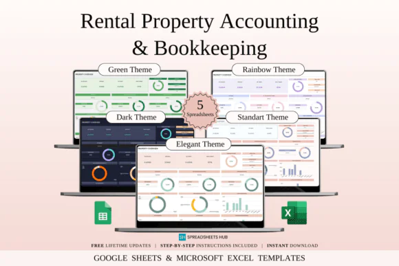 Rental Property Accounting & Bookkeeping Spreadsheet Bundle – Excel & Google Sheets Landlord Finance Tracker, Rental Income Expense Template, Property Profit Tracker, Monthly Annual Reports & Tax Prep