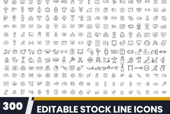 300 Outline Icons Bundle | Modern Minimal Vector Icon Collection | Editable EPS Outline Icons for Web, Apps, UI UX, Branding & Infographics