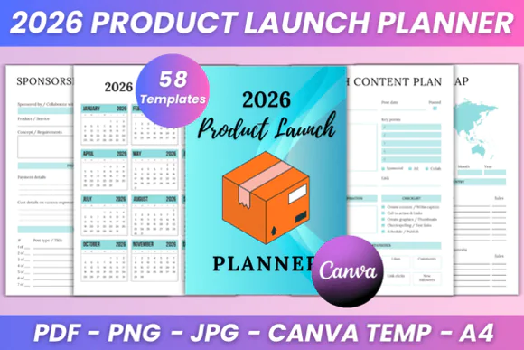 2026 Product Launch Planner KDP Interior – Editable Canva Business Planner, A4 Printable Product Launch Workbook, Marketing Plan, SWOT Analysis, Campaign Tracker, Pre-Launch Checklist & Digital Produc