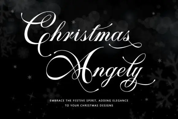 Christmas Angely Calligraphy Font | Elegant Formal Script Typeface with PUA Encoding for Christmas Cards, Holiday Invitations, Logos, Gift Tags & Festive Designs