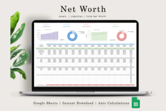 Google Sheets Net Worth Budget Template – Personal Finance Tracker, Net Worth Dashboard, Asset Liability Tracker, Wealth Growth Planner, Charts & Graphs Financial Overview Spreadsheet