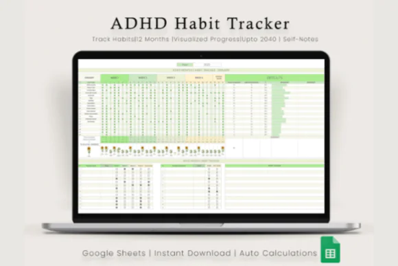 Google Sheets Habit Tracker – Sunflower Habit Planner, Green Digital Routine Tracker, Daily Weekly Monthly Annual Goal Tracker, Automated Streak Calculator, Progress Charts & Self-Improvement Spreadsh