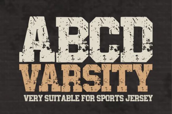 ABCD Varsity Distressed Sport Font | Classic Collegiate Typeface for Jerseys, Team Apparel, University Branding, Streetwear, Gym Graphics & Vintage Sports Designs