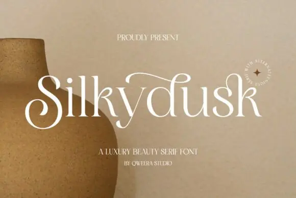 Silkydusk Luxury Minimal Serif Font – Modern Logo Typeface with Alternates, Ligatures & Multilingual Support for Branding, Fashion Magazines, Packaging, Wedding Invitations & High-End Designs