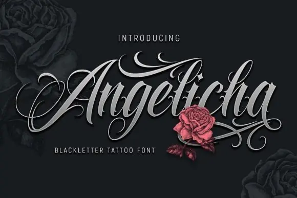 Angelicha Font | Contemporary Blackletter Tattoo Font for Logos, T-Shirts, Posters, Flyers, Branding & Bold Gothic Designs