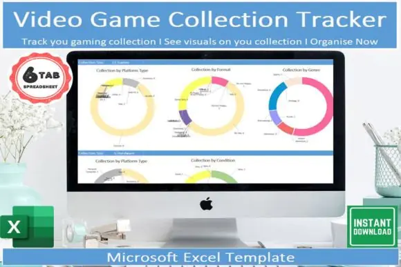 Video Game Collection Tracker Library Excel Template – Game & Hardware Inventory Spreadsheet, Gaming Library Organizer, Wishlist Tracker, Console Collection Log, Visual Dashboard & Searchable Game Dat