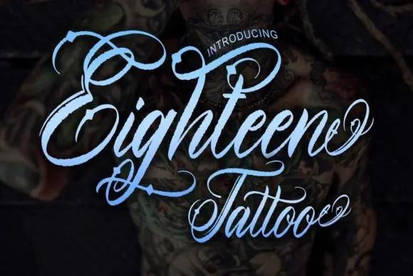 Eighteen Tattoo Font | Refined Blackletter Tattoo Font for Logos, T-Shirts, Posters, Apparel, Branding & Bold Gothic Designs