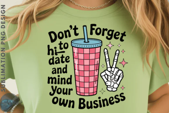 Mind Your Own Business Drink Cup & Peace Hand PNG Design | Funny Motivational Cup Graphic | Peace Sign Quote PNG for Tumblers, Mugs, Stickers, T-Shirts, Drinkware & Sublimation Crafts | 300 DPI Transp