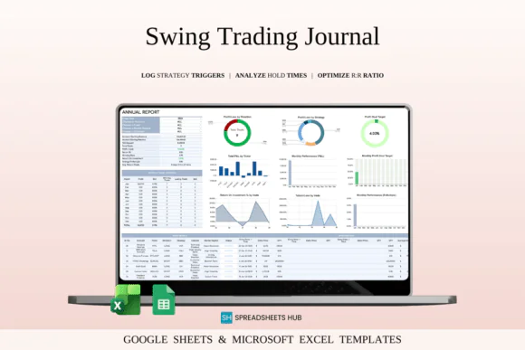 Swing Trading Journal Template – Excel & Google Sheets Trade Tracker, Multi-Day Position Log, Profit & Loss Dashboard, Holding Period Analyzer, Strategy Performance Journal & Trading Notes Planner