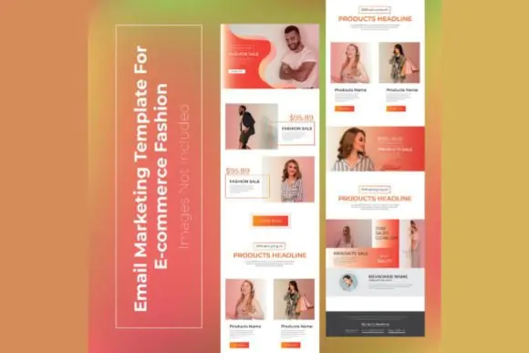 Colorful Email Marketing Concept Page Template | Editable Newsletter Design in Adobe Illustrator & EPS | 600×1998 Multipurpose Business Email Template for E-commerce, Agencies, Blogs, Retail Brands, F