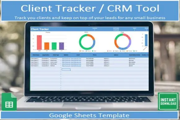 Client Tracker CRM Tool for Google Sheets – Small Business Client Management Spreadsheet, Customer List Organizer, CRM Dashboard, Client Database, Sales Follow-Up Tracker & Searchable Business Planner