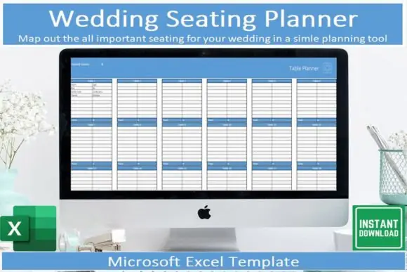 Wedding Seating Planner Template – Editable Excel Wedding Guest Seating Chart Spreadsheet, Table Plan Organizer, Reception Seat Assignment Tracker & Guest Count Planner