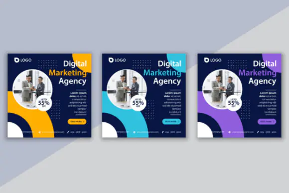 Digital Marketing Social Media Post Template, Business Marketing Flyer Design, Editable Agency Promotion Graphic for Online Marketing & Brand Campaigns