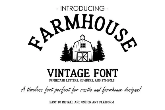 Farmhouse Vintage Font | Rustic Serif Typeface with SVG DXF EPS Cut Files for T-Shirts, Mugs, Logos, Farmhouse Signs, Wedding Invitations & Cricut Crafts