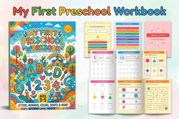 Preschool Learning Workbook Bundle | 120 Printable Educational Activities for Toddlers & Preschoolers | Alphabet Tracing, Numbers, Shapes, Colors, Mazes, Matching Games & Early Learning Worksheets | E