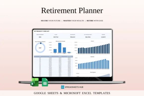 Retirement Planner Template – Excel & Google Sheets Retirement Portfolio Tracker, Investment Growth Dashboard, Asset Allocation Planner, Dividend Income Tracker, Rebalancing Tool & Long-Term Wealth Pl